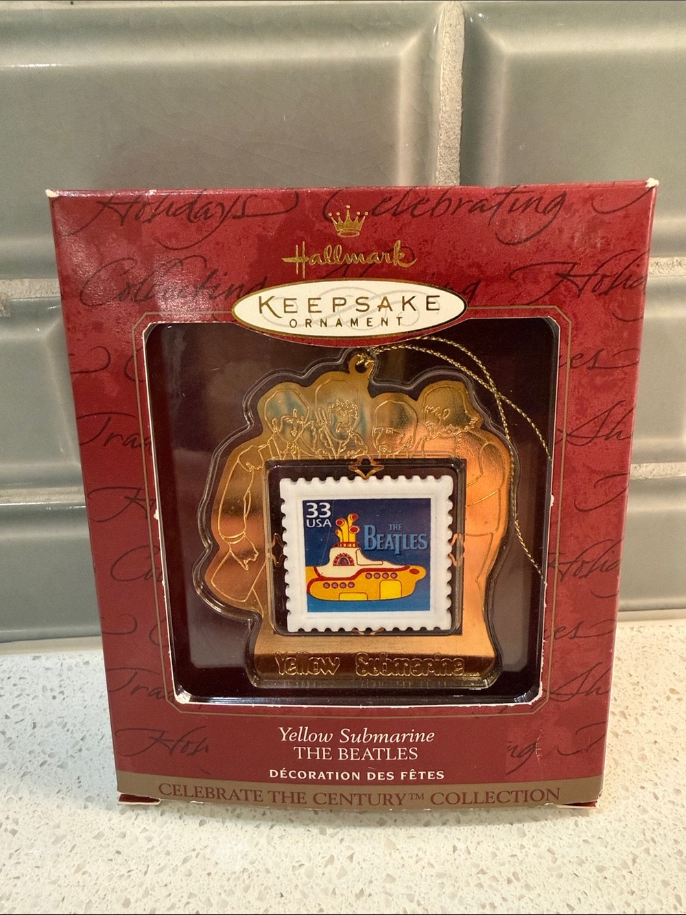 Hallmark Gold and Blue Beatles Yellow Submarine Ornament